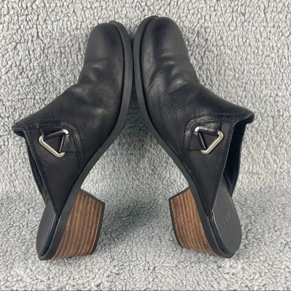 Teva foxy womens 10 Clogs Casual Mule Sandals Black Leather Block Heels Slip on‎ - Picture 7 of 12